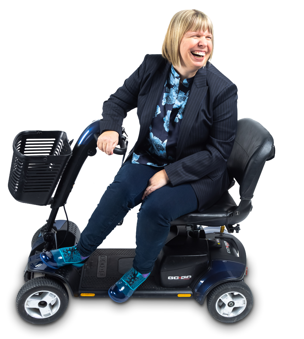 Darby Lee Young sitting in mobility scooter